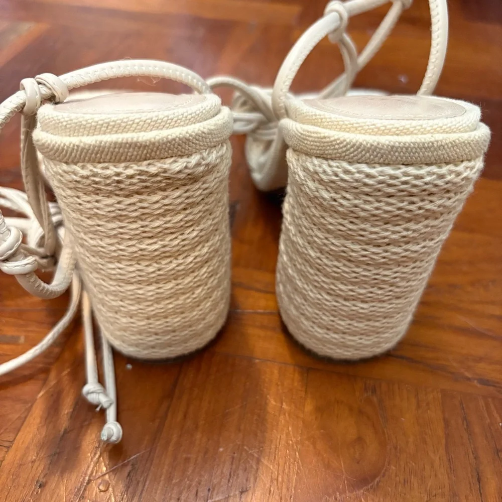 SCHUTZ Cream Braided Rope Strap Sandals
